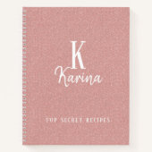 Elegantes Rosa-Monogramm-Skriptnamen-Rezept Notizblock (Vorderseite)