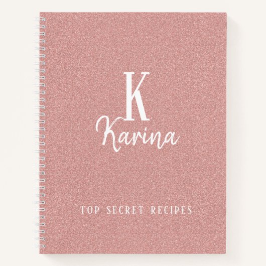 Elegantes Rosa-Monogramm-Skriptnamen-Rezept Notizblock (Vorderseite)