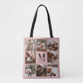 Elegantes rosa Monogramm und Personalisierte FotoC Tasche (Vorderseite)