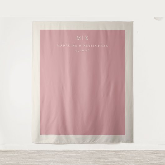 Elegantes rosa Monogramm Wandteppich (Vorderseite)