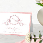 Elegantes Rosa Monogramm, Wasserfarbenprägung Dankeskarte<br><div class="desc">Vielen Dank an Ihre Gäste mit einer eleganten Hochzeitskarte! Design mit zartem, rosafarbenem Aquarellrahmen, schönes, rot rosa handgezeichnetes botanisches Monogramm mit Paarinitialen, elegantes Dankeschön Phrase und Text Sektion, um es nach Ihren Wünschen zu personalisieren. Option, ein Foto in den oberen Bereich hinzuzufügen, oder es zu überspringen und verlassen, wie es...</div>