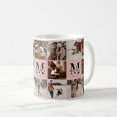 Elegantes Rosa Multifoto Collage Achtung Kaffeetasse (VorderseiteRechts)