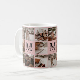 Elegantes Rosa Multifoto Collage Achtung Kaffeetasse