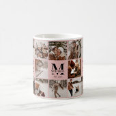 Elegantes Rosa Multifoto Collage Achtung Kaffeetasse (Mittel)