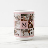 Elegantes Rosa Multifoto Collage Achtung Kaffeetasse (Mittel)