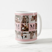 Elegantes Rosa Multifoto Collage Achtung Kaffeetasse (VorderseiteRechts)