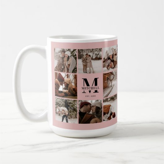 Elegantes Rosa Multifoto Collage Achtung Kaffeetasse (Links)