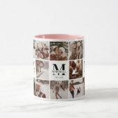 Elegantes Rosa Multifoto Collage Achtung Tasse (Zentrum)