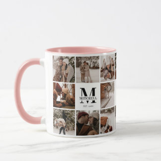 Elegantes Rosa Multifoto Collage Achtung Tasse