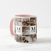 Elegantes Rosa Multifoto Collage Achtung Tasse (Vorderseite Links)