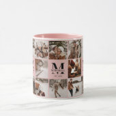 Elegantes Rosa Multifoto Collage Achtung Tasse (Zentrum)