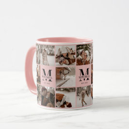 Elegantes Rosa Multifoto Collage Achtung Tasse