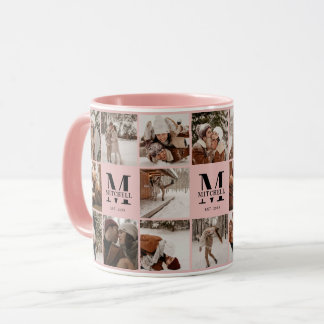Elegantes Rosa Multifoto Collage Achtung Tasse
