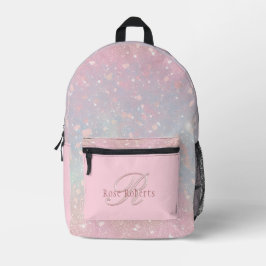 Elegantes Rosa | Name & Monogram Gui Bedruckter Rucksack