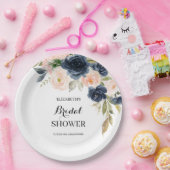 Elegantes Rosa Navy Blues Brautparty Pappteller (Party)