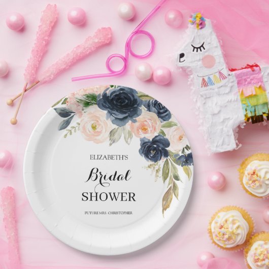 Elegantes Rosa Navy Blues Brautparty Pappteller (Party)