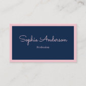Elegantes Rosa & Navy mit QR-Code Visitenkarte (Vorderseite)