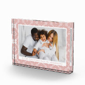 Elegantes rosa Nordic Snowflake Muster Weihnachten Fotoblock (Rechts)