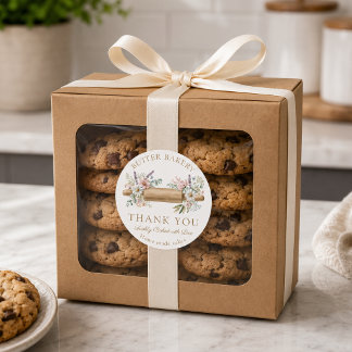 Elegantes rosa Nudelholz Bäckerei Danke Runder Aufkleber