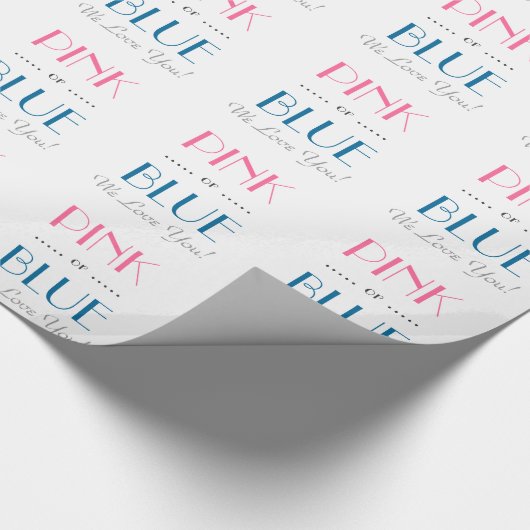 Elegantes rosa oder blaues Gender Reveal Wrapping  Geschenkpapier (Ecke)
