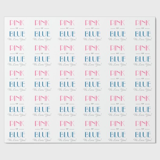 Elegantes rosa oder blaues Gender Reveal Wrapping  Geschenkpapier (Flach)