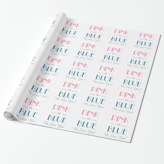 Elegantes rosa oder blaues Gender Reveal Wrapping  Geschenkpapier (Ungerollt)