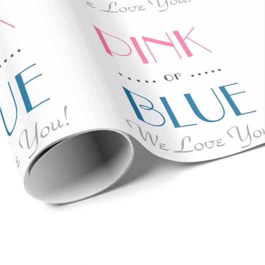 Elegantes rosa oder blaues Gender Reveal Wrapping Geschenkpapier (Rolleneckpunkt)