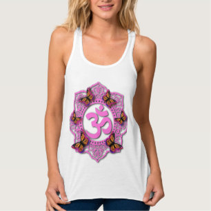 Elegantes rosa Ohm-Mandala-Design rosa Schmetterli Tank Top