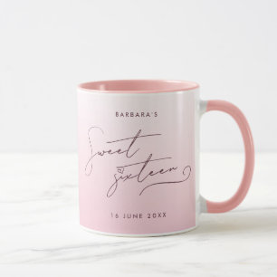 Elegantes Rosa Ombre Schriftzug Sweet Sixteen Tasse