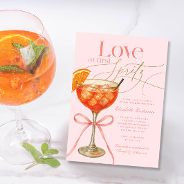 Elegantes Rosa Orange Aperol Spritz Brautparty Einladung