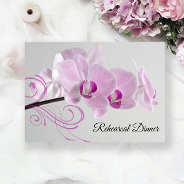 Elegantes Rosa Orchids Hochzeit-Probe-Dinner Einladung