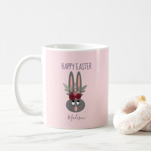 Elegantes Rosa Ostersonne Personalisiert Kaffeetasse (Mit Donut)