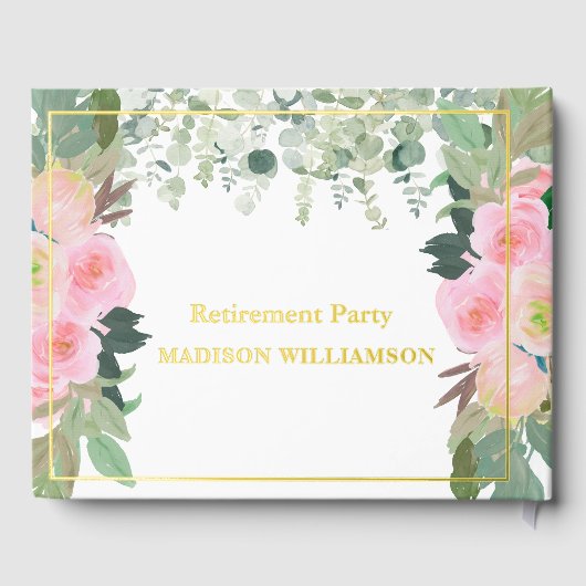 Elegantes Rosa Party für die Blumenruhe Gold Foil Gästebuch (Rückseite)