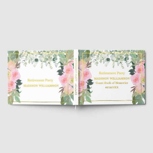 Elegantes Rosa Party für die Blumenruhe Gold Foil Gästebuch (Voll)