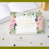 Elegantes Rosa Party für die Blumenruhe Gold Foil Gästebuch