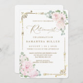 Elegantes rosa Party für die Blumenruhestätte Einladung (Vorne/Hinten)