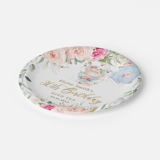 Elegantes Rosa Party Pappteller (Schrägansicht)