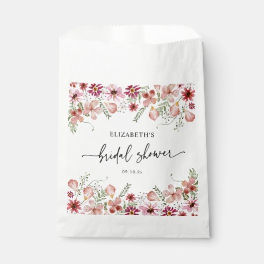 Elegantes rosa Peach Florals Brautparty Gefallen B Geschenktütchen (Vorderseite)
