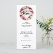 Elegantes Rosa Peonies Wedding Menu Menükarte (Stehend Vorderseite)