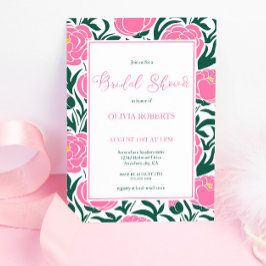 Elegantes Rosa Peony Blume Brautparty Einladung