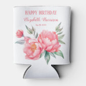 Elegantes rosa Peony Botanical Birthday Brunch Dosenkühler (Vorderseite)