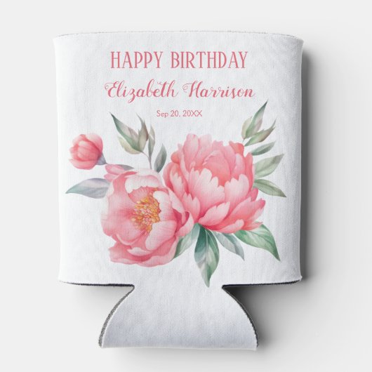 Elegantes rosa Peony Botanical Birthday Brunch Dosenkühler (Rückseite)