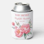 Elegantes rosa Peony Botanical Birthday Brunch Dosenkühler (Kanne Rückseite)