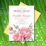 Elegantes rosa Peony Botanical Birthday Brunch Einladung<br><div class="desc">Ehre eine besondere Frau mit dieser eleganten und weiblichen Einladung zum Geburtstag. Dieses elegante Design besticht durch die in Aquarelltönen gehaltene Blume mit weichen grünen Blätter. Jeder Text ist für Ihre Bedürfnisse anpassbar.</div>