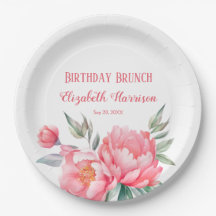 Elegantes rosa Peony Botanical Birthday Brunch