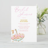 Elegantes Rosa-Peony-Brautparty Einladung (Stehend Vorderseite)