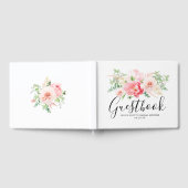 Elegantes Rosa Peony Floral Brautparty Gästebuch (Voll)