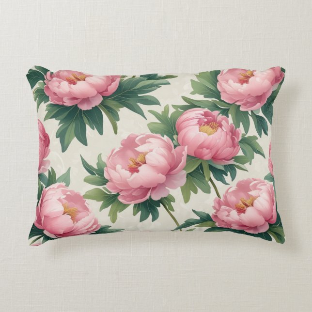 Elegantes rosa Peony Floral Pattern - Zeitloser Bo Dekokissen (Vorderseite)