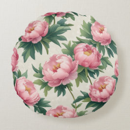 Elegantes rosa Peony Floral Pattern - Zeitloser Bo Rundes Kissen