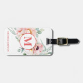 Elegantes rosa Peony mit Monogram-Gepäckanhänger Gepäckanhänger (Vorderseite horizontal)